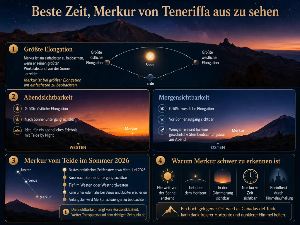 beste zeit merkur von Teneriffa aus zu sehen