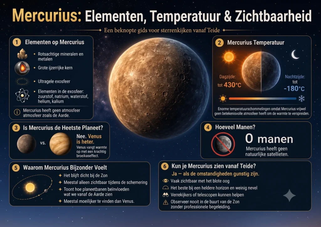 mercurius elementen temperatuur zichtbaarheid