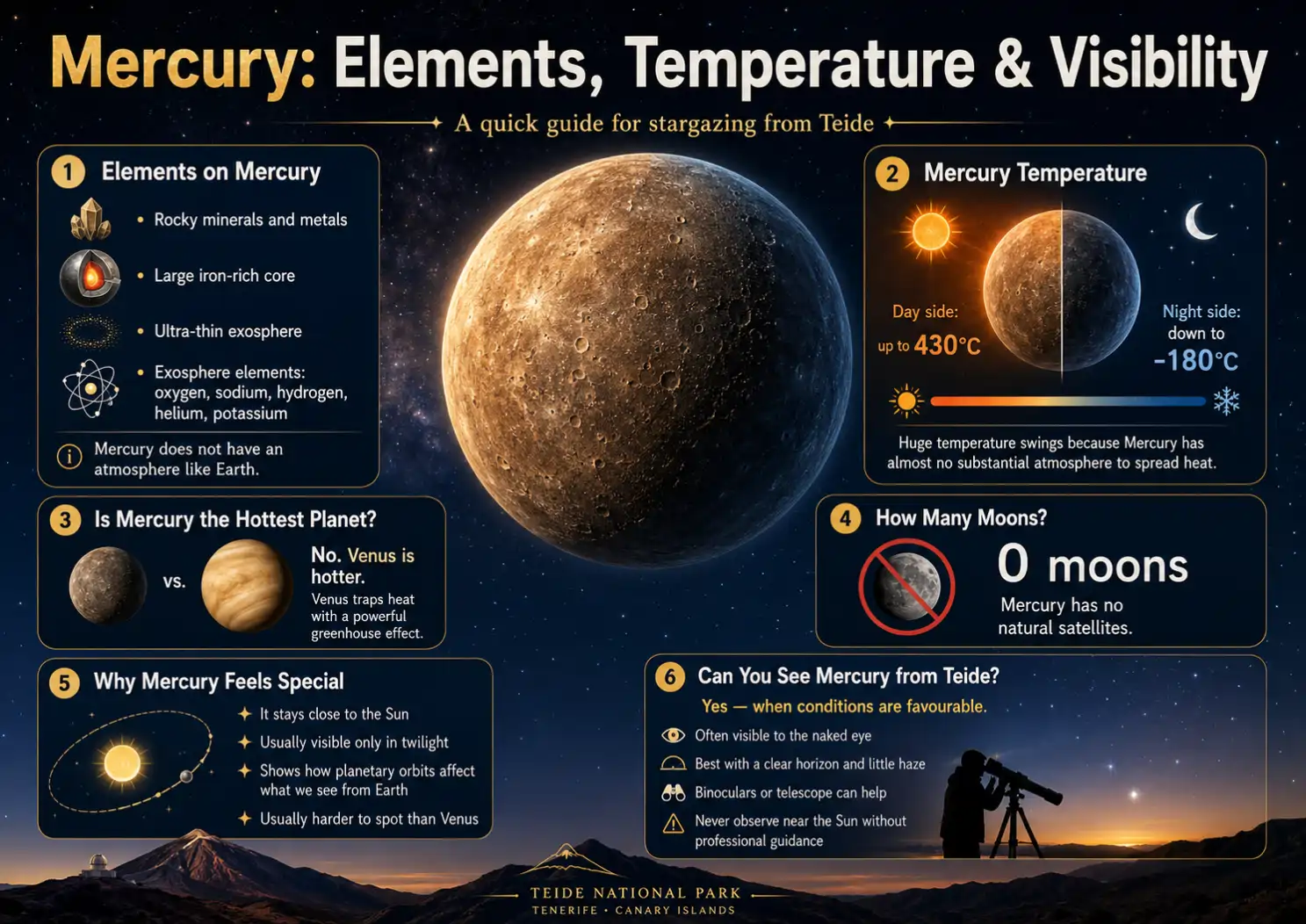 mercury elements, temperature and visibility
